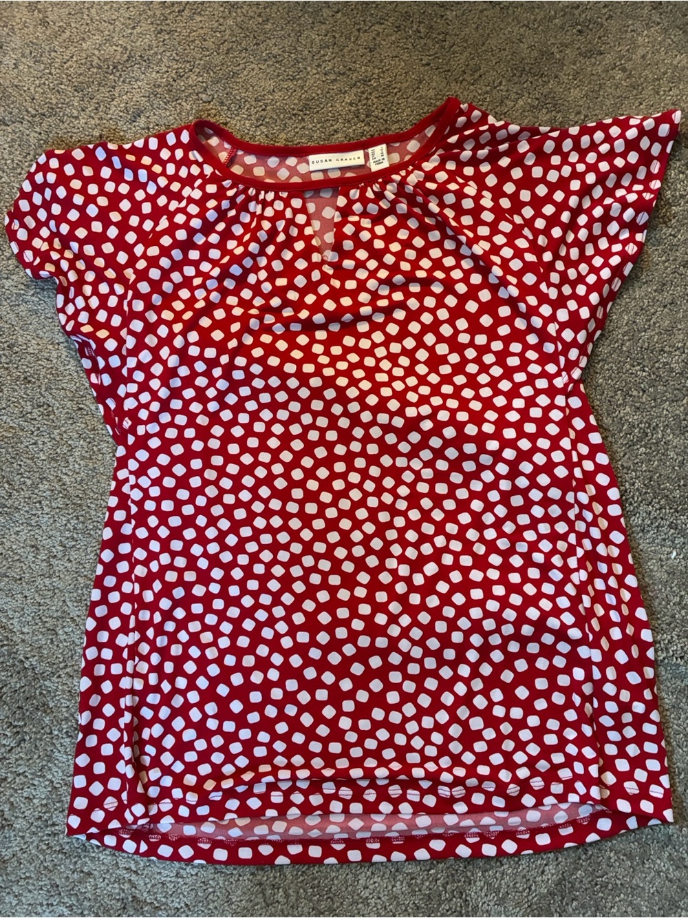 Susan Graver Red and White Polka Top